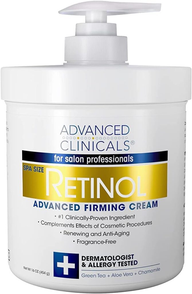 Advanced Clinicals Retinol Cream Spa Size For Salon Professionals Moisturizing Formula Penetrates Skin To Erase The Appearance Of Fine Lines  Wrinkles Fragrance Free 16 Ounce (Pack of 1) Others