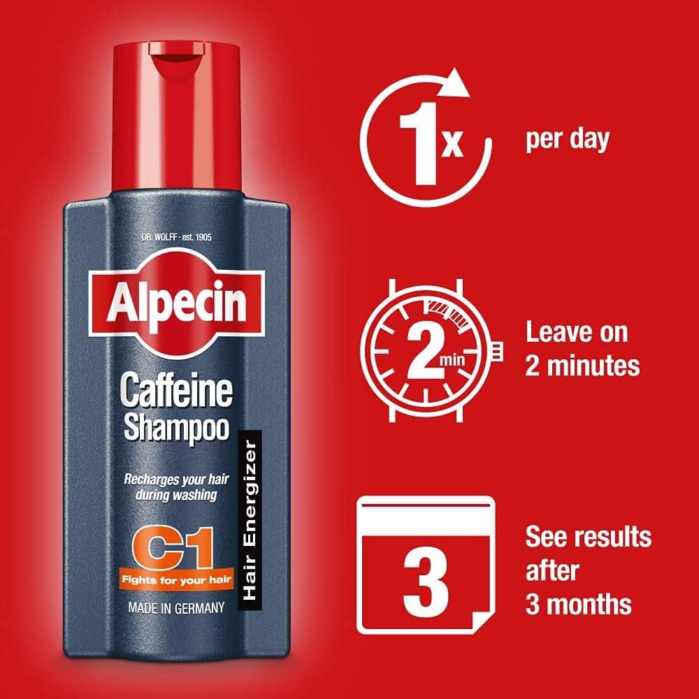 Alpecin Caffeine Shampoo C1 1X 250Ml | Prevents And Reduces Hair Loss | Energizer For Strong Hair | Natural Hair Growth Shampoo For Men | Hair Care For Men| Made In Germany