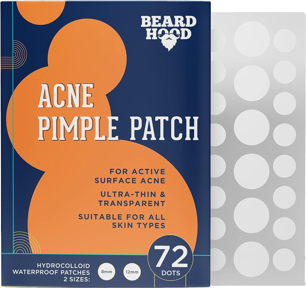 Beardhood Acne Pimple Patch | 72 Hydrocolloid Waterproof Patches | For Active Surface Acne | Absorbs Pimple Overnight, Reduces Excess Oil | For All Skin Types
