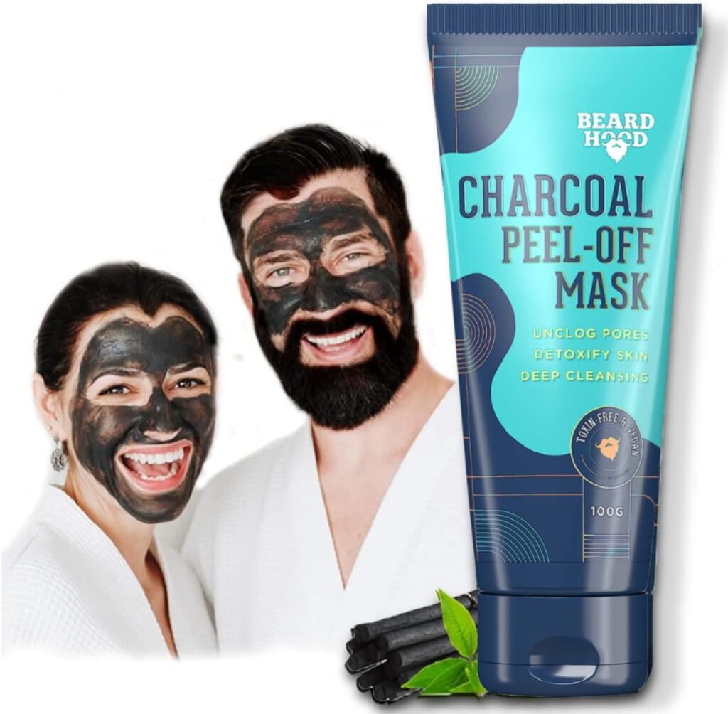 Beardhood Activated Charcoal Peel Off Mask,100g | Deep Cleansing | Blackheads Removal | Dead Skin Removal | Sulphate and Paraben Free (Peel Off Mask)