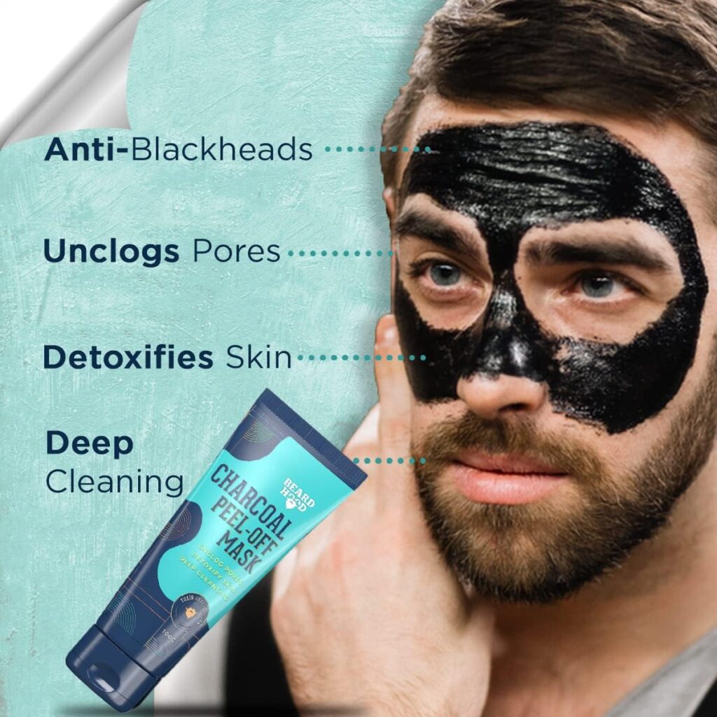 Beardhood Activated Charcoal Peel Off Mask,100g | Deep Cleansing | Blackheads Removal | Dead Skin Removal | Sulphate and Paraben Free (Peel Off Mask)