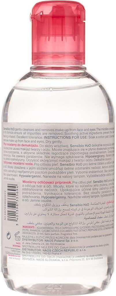 BioDerma Sensibio H2O Make Up Removing Micellar Water Sensitive Skin, 250ml, White
