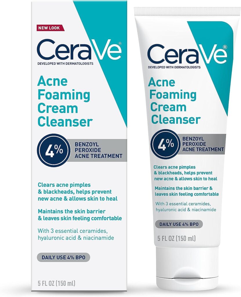 CeraVe Acne Foaming Cream Cleanser, 5 Fl Oz (Pack of 1)