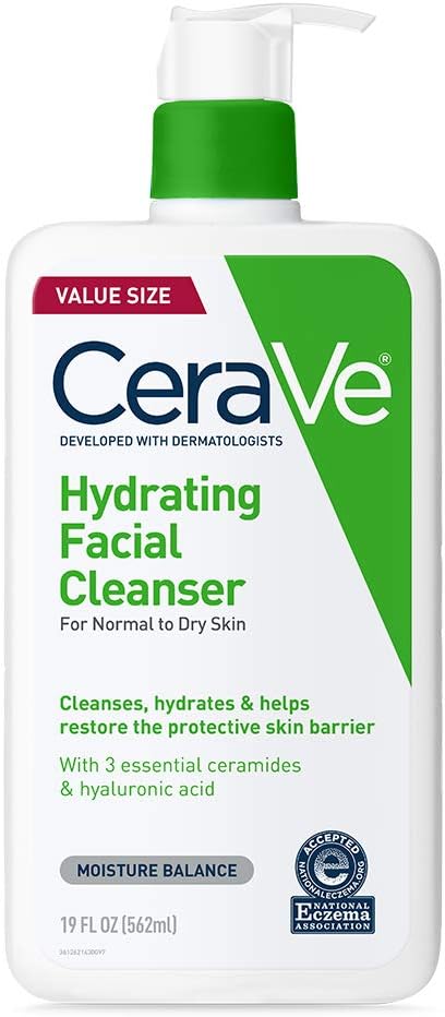 CeraVe Hydrating Facial Cleanser | Moisturizing Non-Foaming Face Wash with Hyaluronic Acid, Ceramides and Glycerin | Fragrance Free Paraben Free | 19 Fluid Ounce