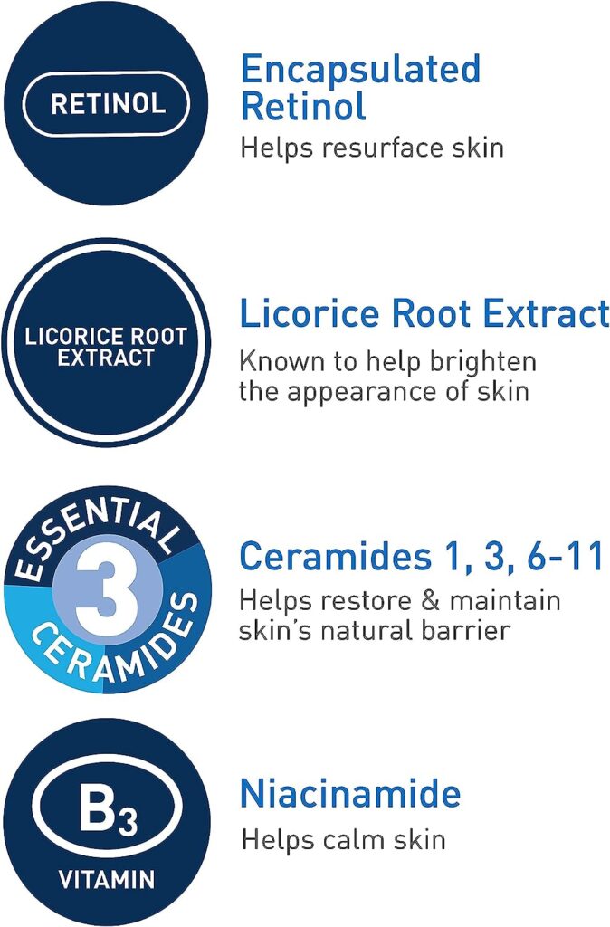 CeraVe Retinol Serum for Post-Acne Marks and Skin Texture | Pore Refining, Resurfacing, Brightening Facial Serum with Retinol and Niacinamide | Fragrance Free, Paraben Free Non-Comedogenic| 1 Oz
