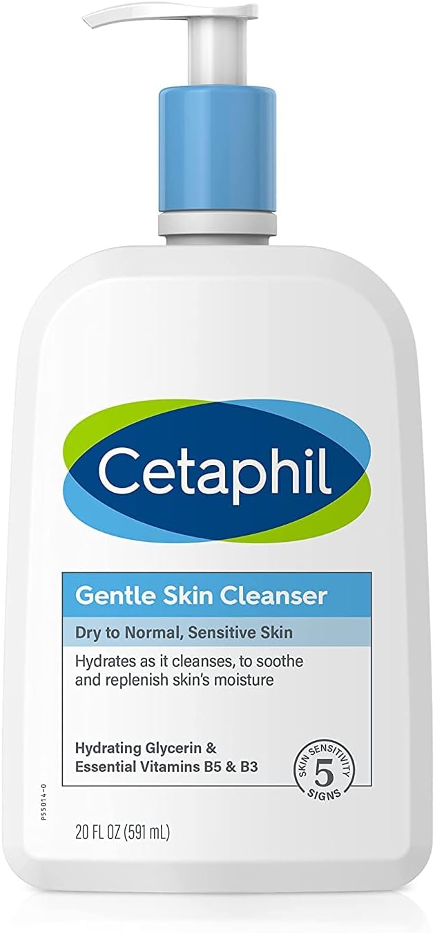 CETAPHIL Gentle Skin Cleanser 20 fl oz, Hydrating Face Wash Body Wash, Ideal For Sensitive, Dry Skin, Non-irritating, Wont Clog Pores, Fragrance-free, Soap-free, Dermatologist Recommended