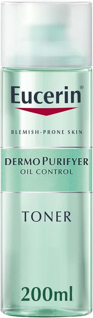 Eucerin DermoPurifyer Oil Control Facial Toner for Blemish Acne-Prone Skin with Lactic Acid, Unclogs Pores, Prepares for Skin Care Products, Provides Intensive Cleansing, 200ml