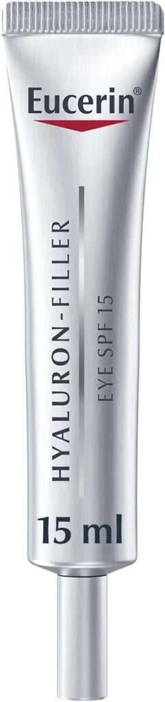 Eucerin Hyaluron Filler Anti-Aging Eye Cream with Hyaluronic Acid, Reduces Eye Wrinkles, UVA UVB Protection, SPF 15, Moisturizer for All Skin Types, 15ml