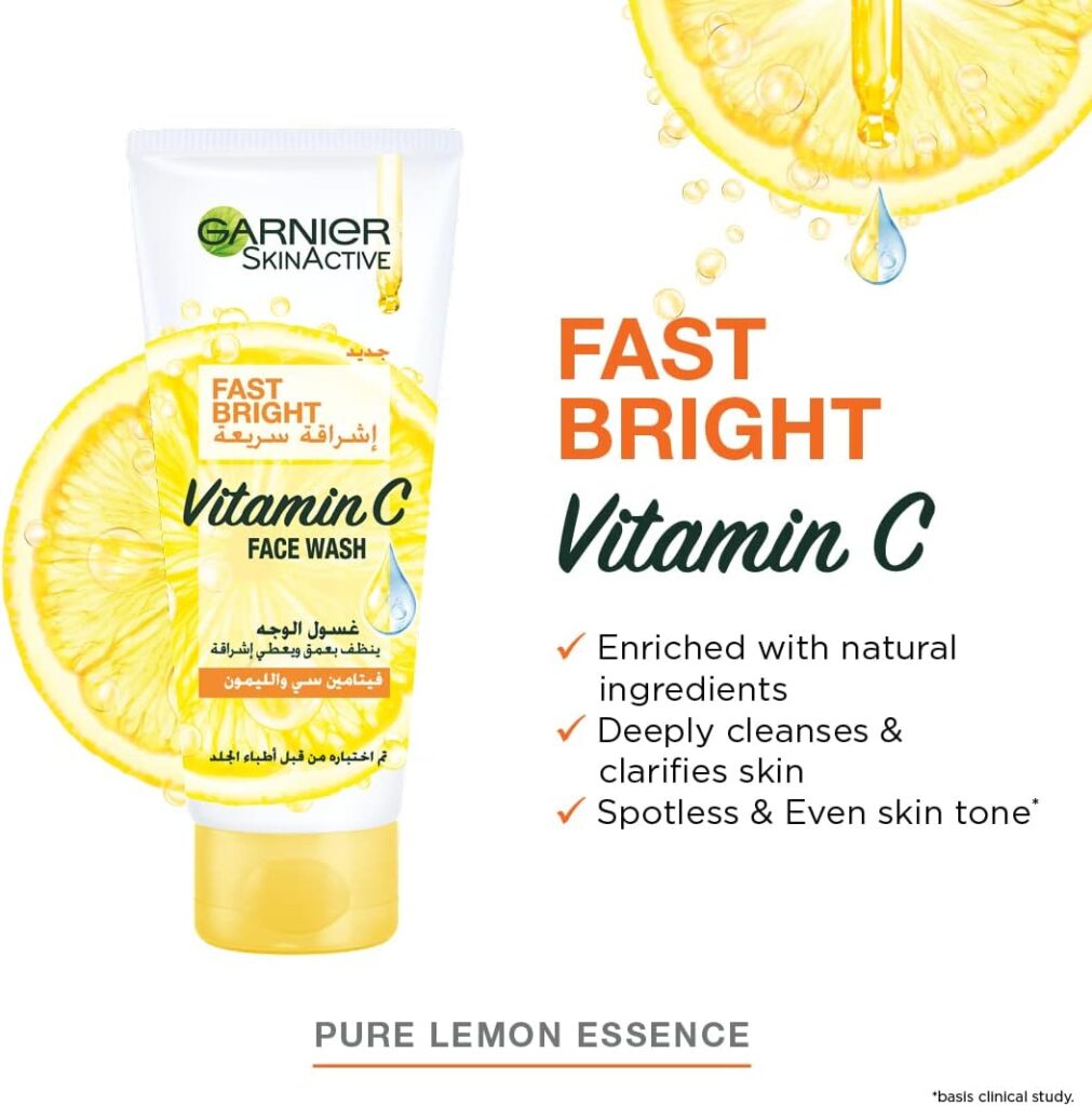 Garnier SkinActive Fast Bright Skincare Routine - Face Wash 100ml and Day Cream 50ml