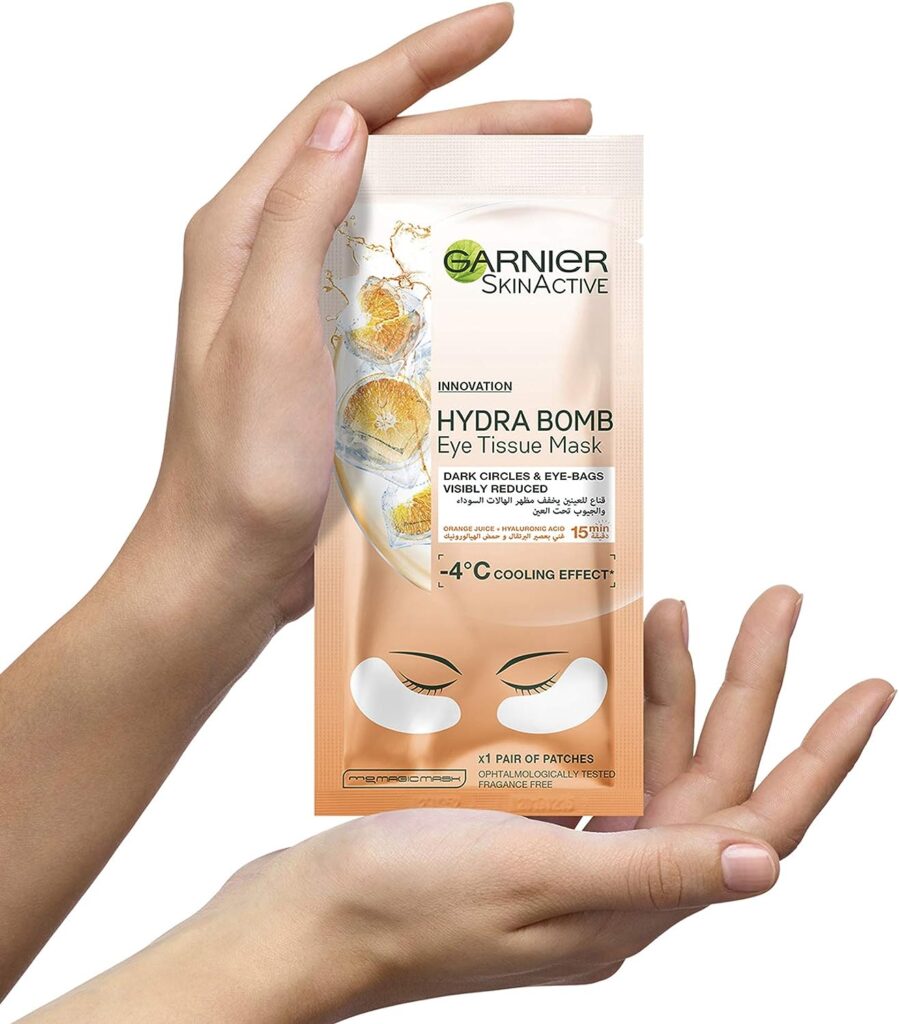 Garnier Skinactive Orange Juice Hydrating Eye Tissue Mask For Anti Dark Circles 6G, 1 Mask