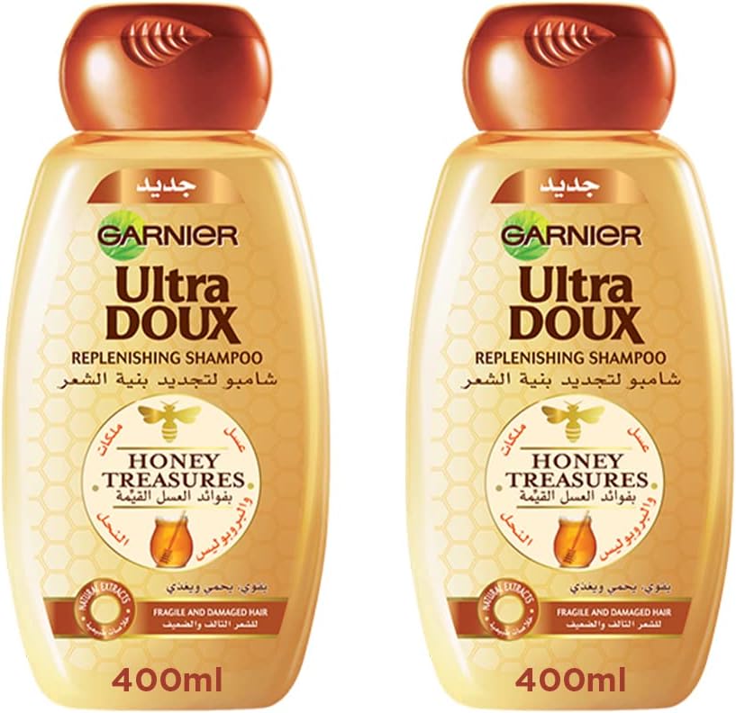 Garnier Ultra Doux Honey Treasures Shampoo, 2 X 400 ml - Pack of 1