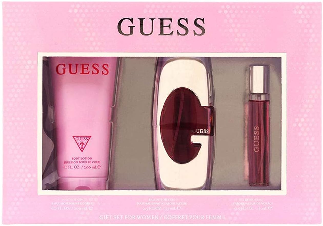 GUESS Pink 3 Pieces Gift Set For Women - 75 ml EDP+ 200 ml Body Lotion +15 ml Travel Spray