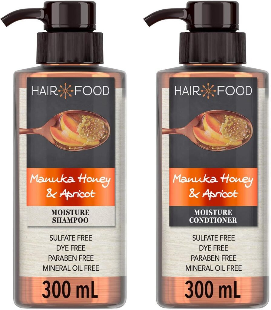 Hair Food Sulfate Free Moisturizing Shampoo and Conditioner with Manuka Honey and Apricot, 2 x 300 ml