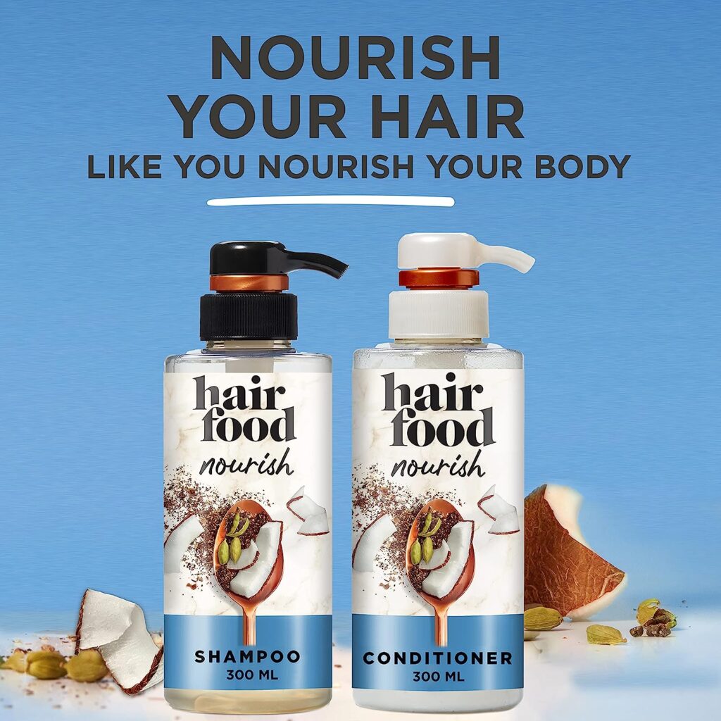 Hair Food Sulfate Free Nourishing Shampoo + Conditioner with Coconut Milk and Chai Spice, 300 ml Each
