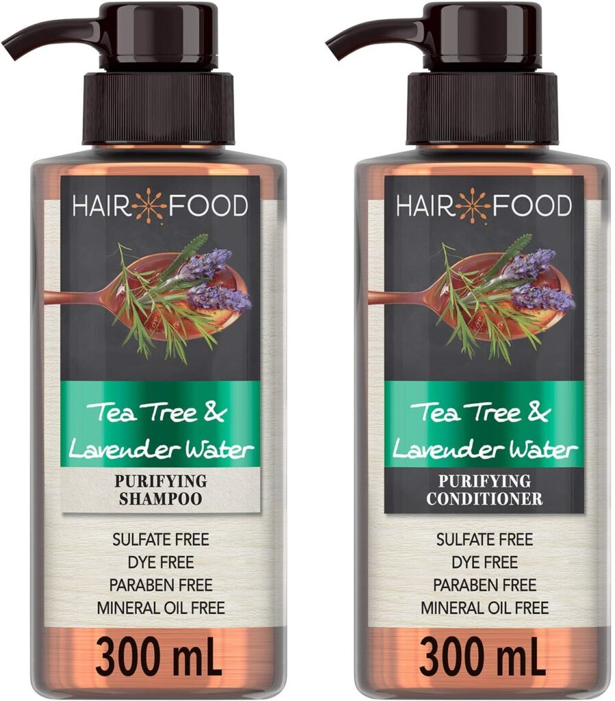 Hair Food Sulfate Free Purifying Shampoo and Conditioner with Tea Tree and Lavendar Water, 2 x 300 ml