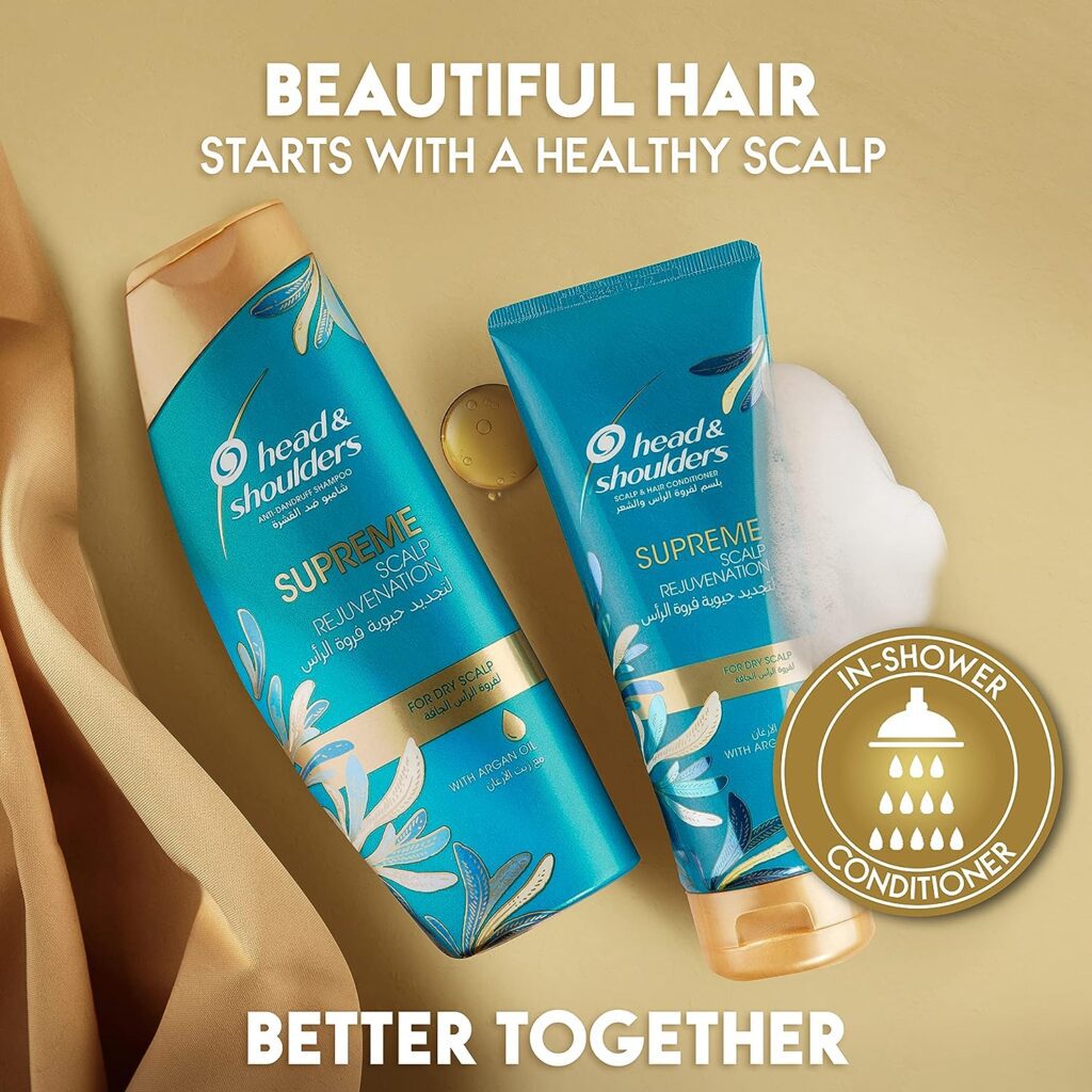 Head  Shoulders Supreme Anti-Dandruff Shampoo With Argan Oil For Dry Scalp Rejuvenation, 400ml + Conditioner 200ml
