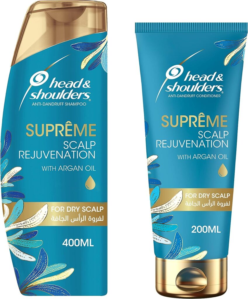 Head  Shoulders Supreme Anti-Dandruff Shampoo With Argan Oil For Dry Scalp Rejuvenation, 400ml + Conditioner 200ml