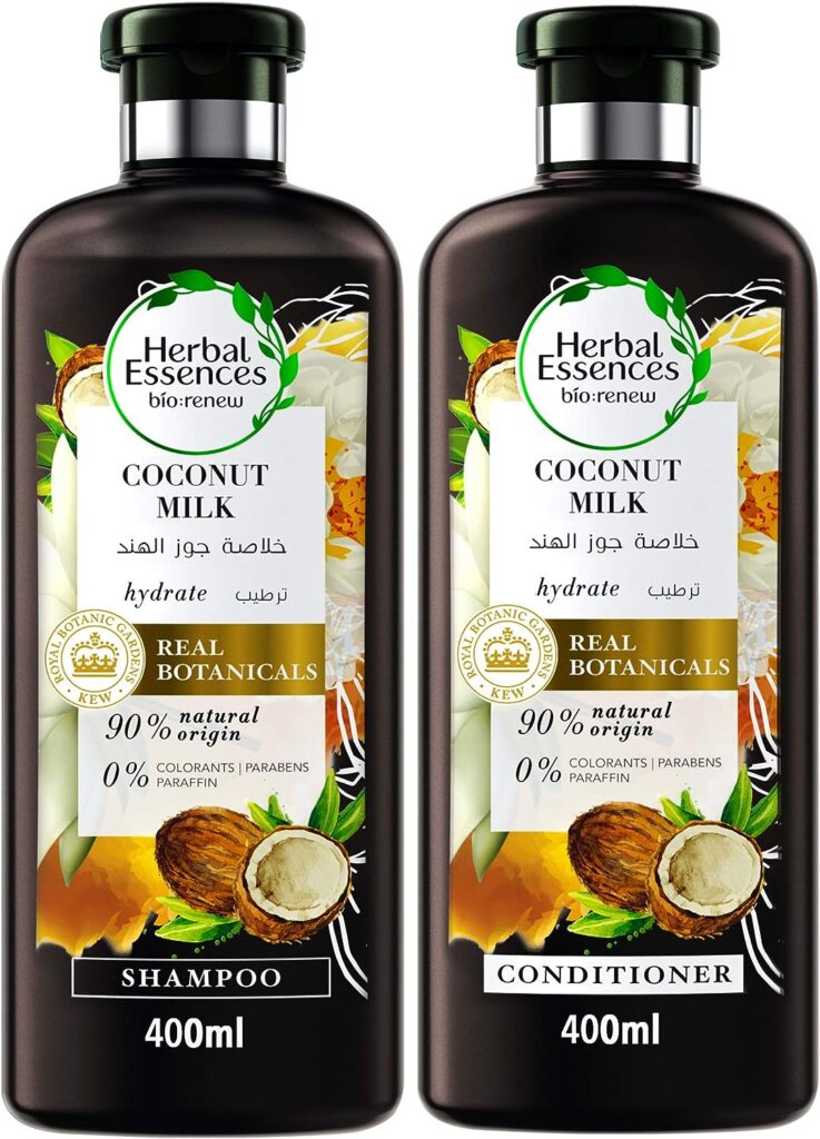 Herbal Essences Bio:Renew Natural Shampoo + Conditioner with Coconut Milk for Hair Hydration 400ml + 400ml