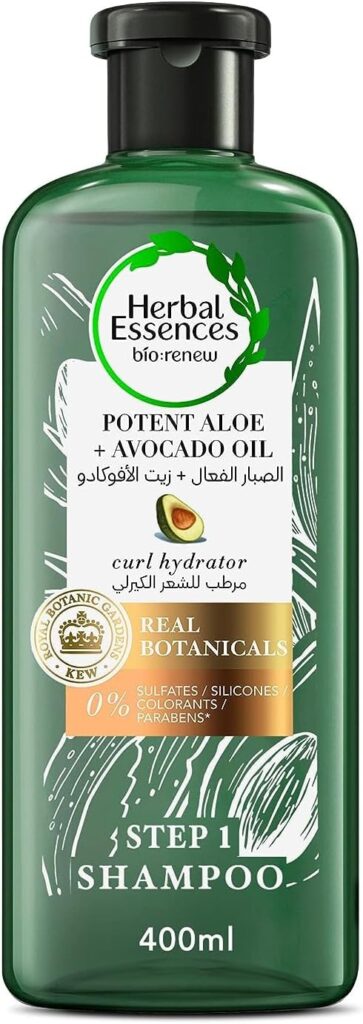 Herbal Essences Sulfate Free Potent Aloe + Avocado Oil Hair Shampoo to Cleanse and Hydrate Curls, 400 mL, Multi-Color