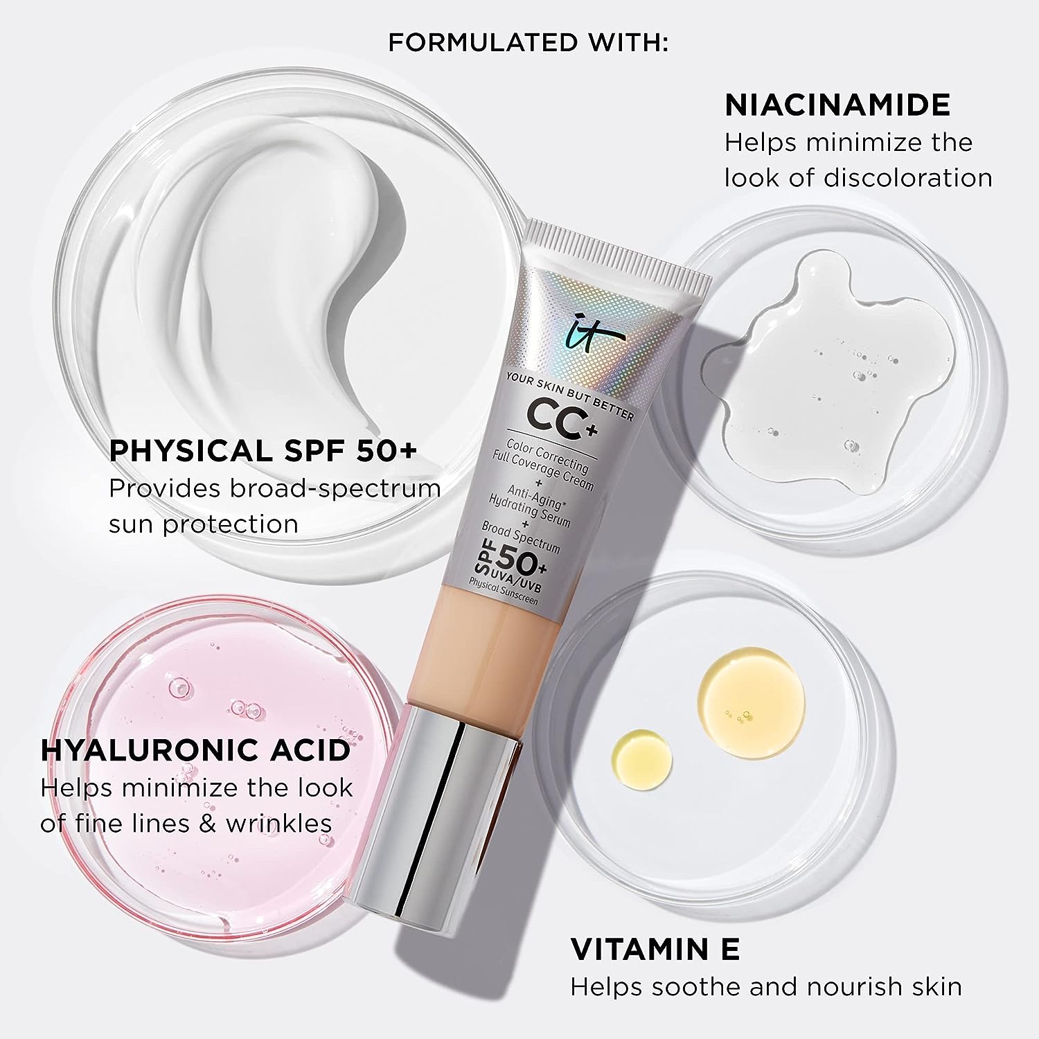 It Cosmetics Your Skin but Better CC Cream with SPF 50 Plus (Medium) - 1.08 Ounces/32 ml