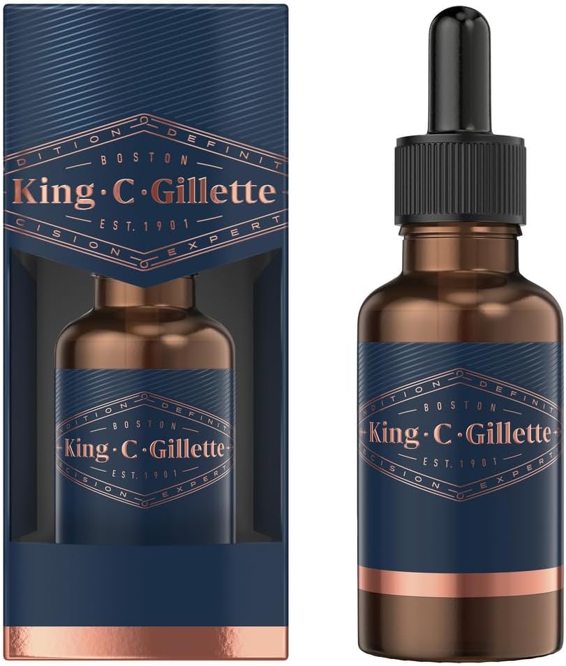 King C. Gillette Men’s Beard Oil with Plant Based Argan, Joijoba Avocado, Macadamia Seed and Almond Oils, 30 ml