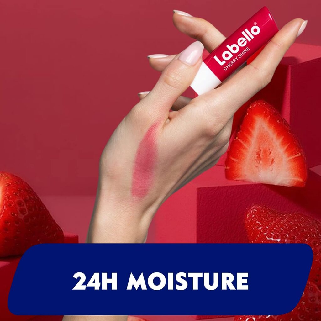 LABELLO Lip Balm, Moisturising Lip Care, Strawberry Shine, 2x4.8g
