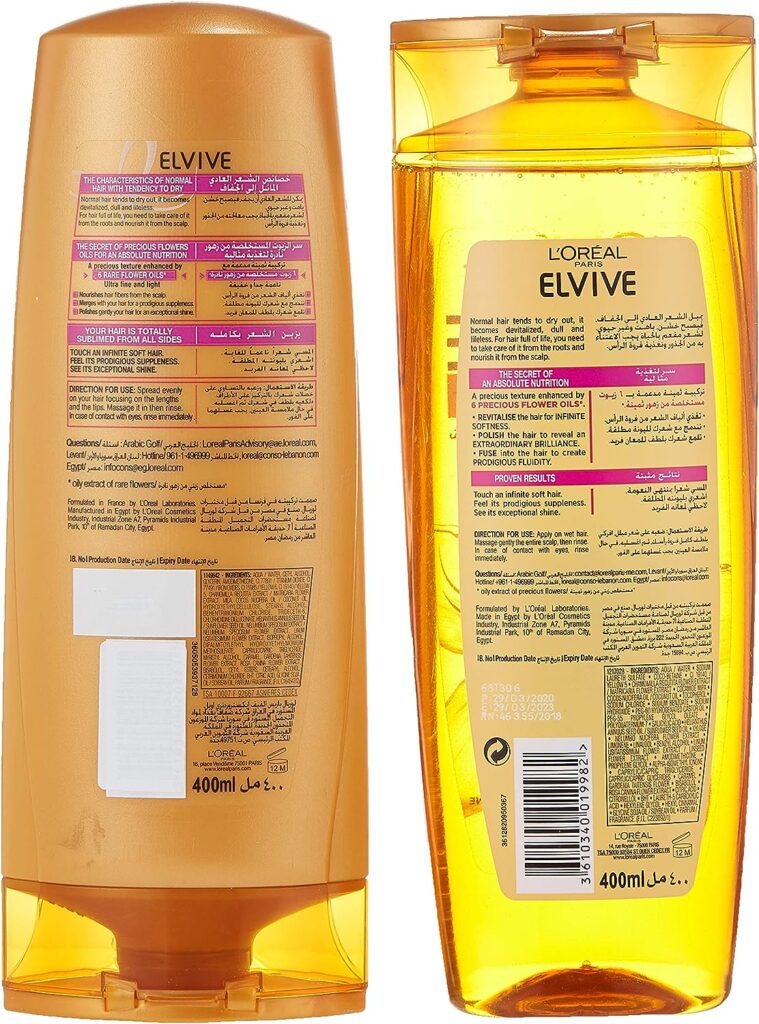 Loreal Elvive Oil Shampoo Dry Hair 400ml + Conditioner 400ml Dry Hair