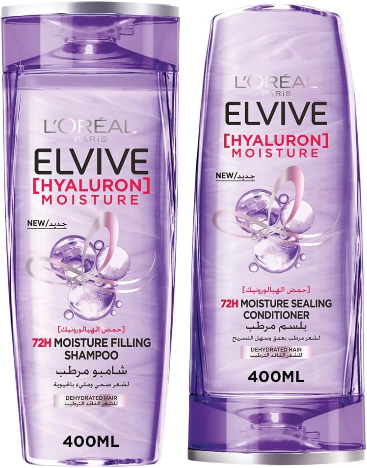 LOréal Paris Elvive Hyaluron Moisture Shampoo 400ml and Conditioner 400ml Dual Pack