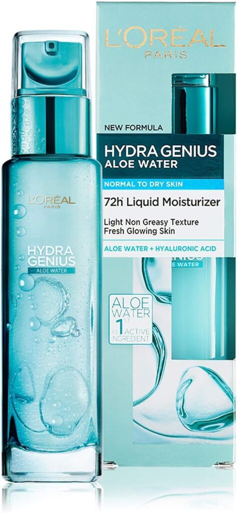 LOréal Paris Hydra Genius Aloe Water and Hyaluronic Acid 72H Liquid Moisturizer, 70 ml