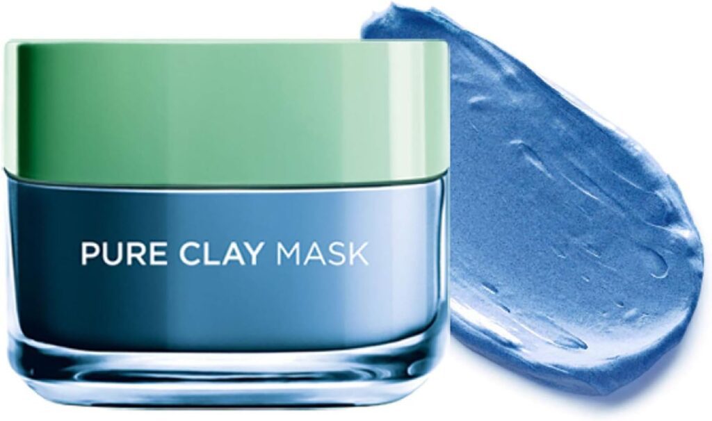 LOréal Paris Pure Clay Blue Face Mask With Marine Algae, Clears Blackheads And Shrinks Pores, 50 ML