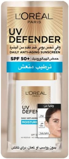 L´Oréal Paris Uv Defender Moisture Fresh Daily Anti Ageing Sunscreen Spf 50+ With Hyaluronic Acid 50ml