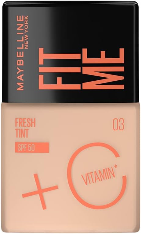 Maybelline New York, Fit Me Fresh Tint Foundation SPF 50 with Brightening Vitamin C, 03