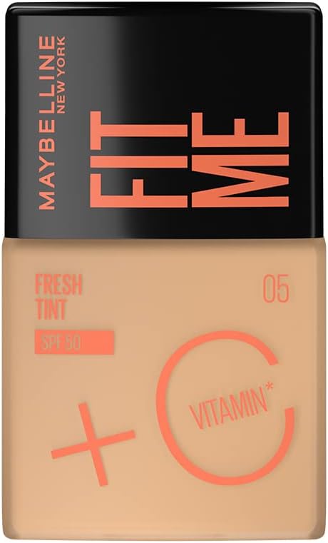 Maybelline New York, Fit Me Fresh Tint Foundation SPF 50 with Brightening Vitamin C, 05