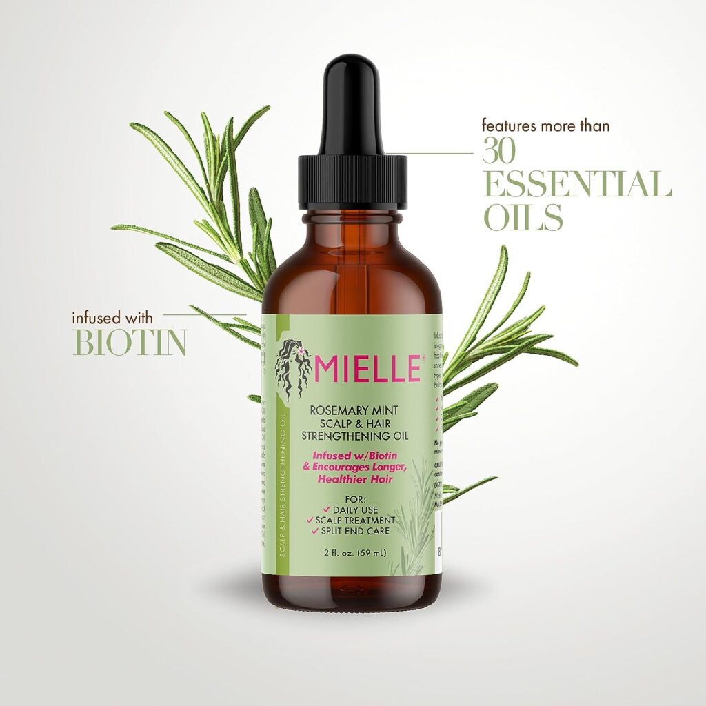 MIELLE - ROSEMARY MINT, SCALP HAIR OIL, INFUSED W/BIOTIN ENCOURGES GROWTH, FOR DAILY USE, SCALP TREATMENT, SPLIT END CARE SCALP STRENGTHENING OIL