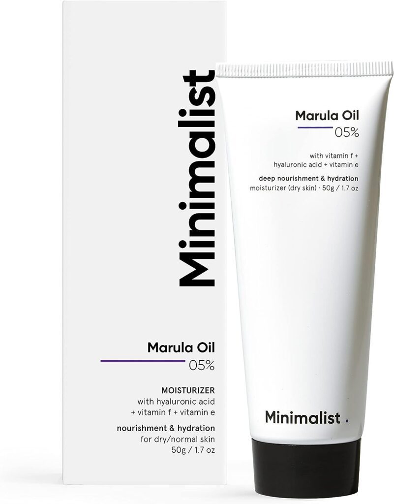 Minimalist Marula Oil 5% Face Moisturizer For Dry Skin With Hyaluronic Acid For Deep Nourishment Hydration, For Men Women