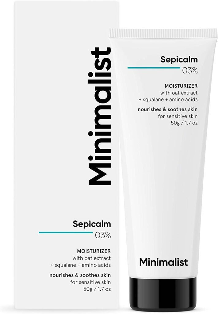 Minimalist Sepicalm 3% Face Moisturizer for Oily, Acne Prone Sensitive Skin With Oats | Lightweight, Non-comedogenic Soothing | No Oily or Sticky Feel | 50ml
