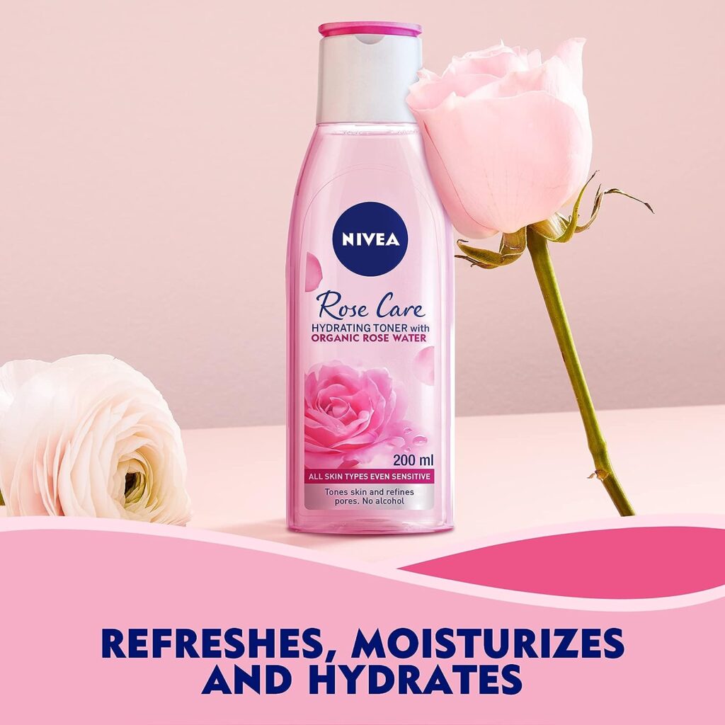 NIVEA Face Toner Hydrating, Rose Care with Organic Rose Water, All Skin Types, 200ml