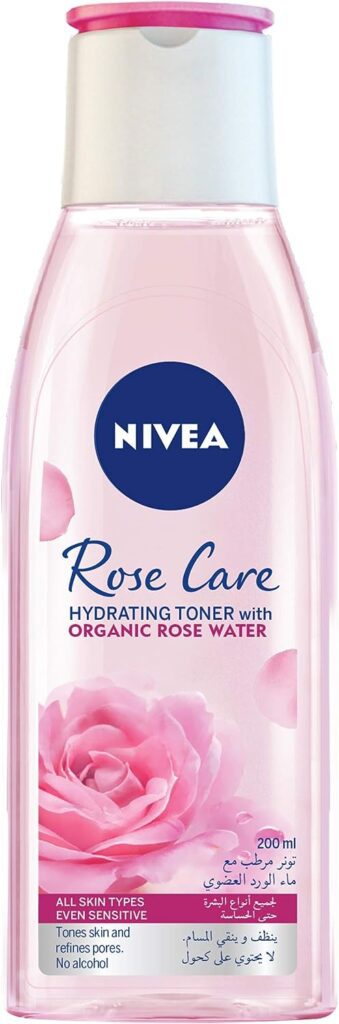 NIVEA Face Toner Hydrating, Rose Care with Organic Rose Water, All Skin Types, 200ml