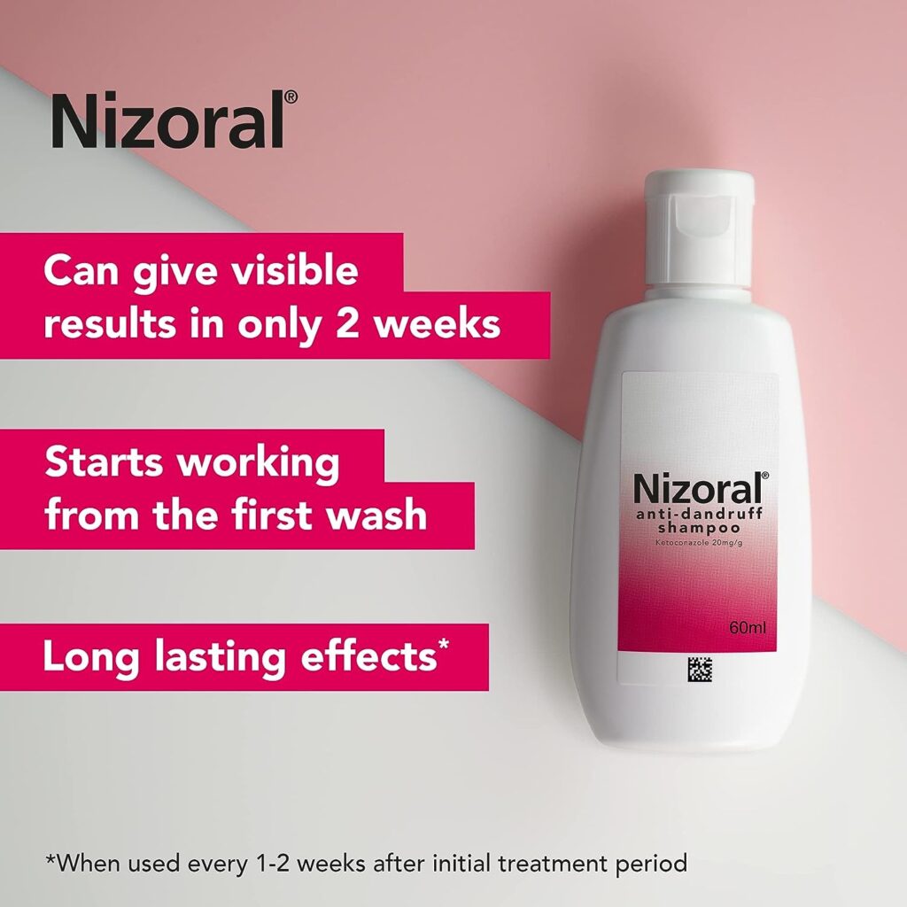 Nizoral Anti Dandruff Shampoo, Perfect for Dry Flaky and Itchy Scalp - 60 ml