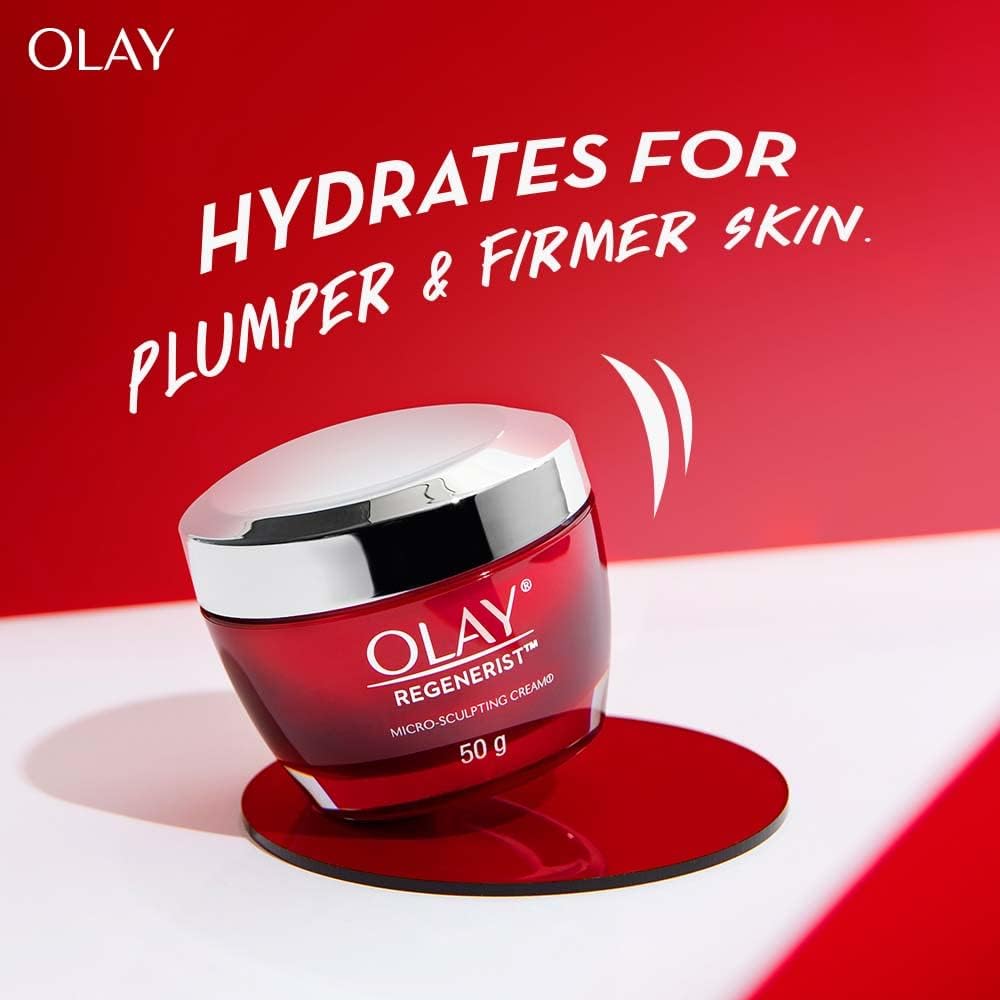 Olay Regenerist Microsculpting Cream With Hyaluronic Acid For Intensely Hydrated Firmer Skin, 50G