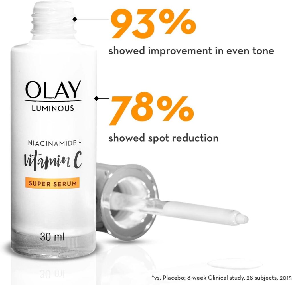 Olay Super Serum: Luminous Serum With Niacinamide + Vitamin C For Even Glowing Skin, Sulphate Parbene Free, 30 ML