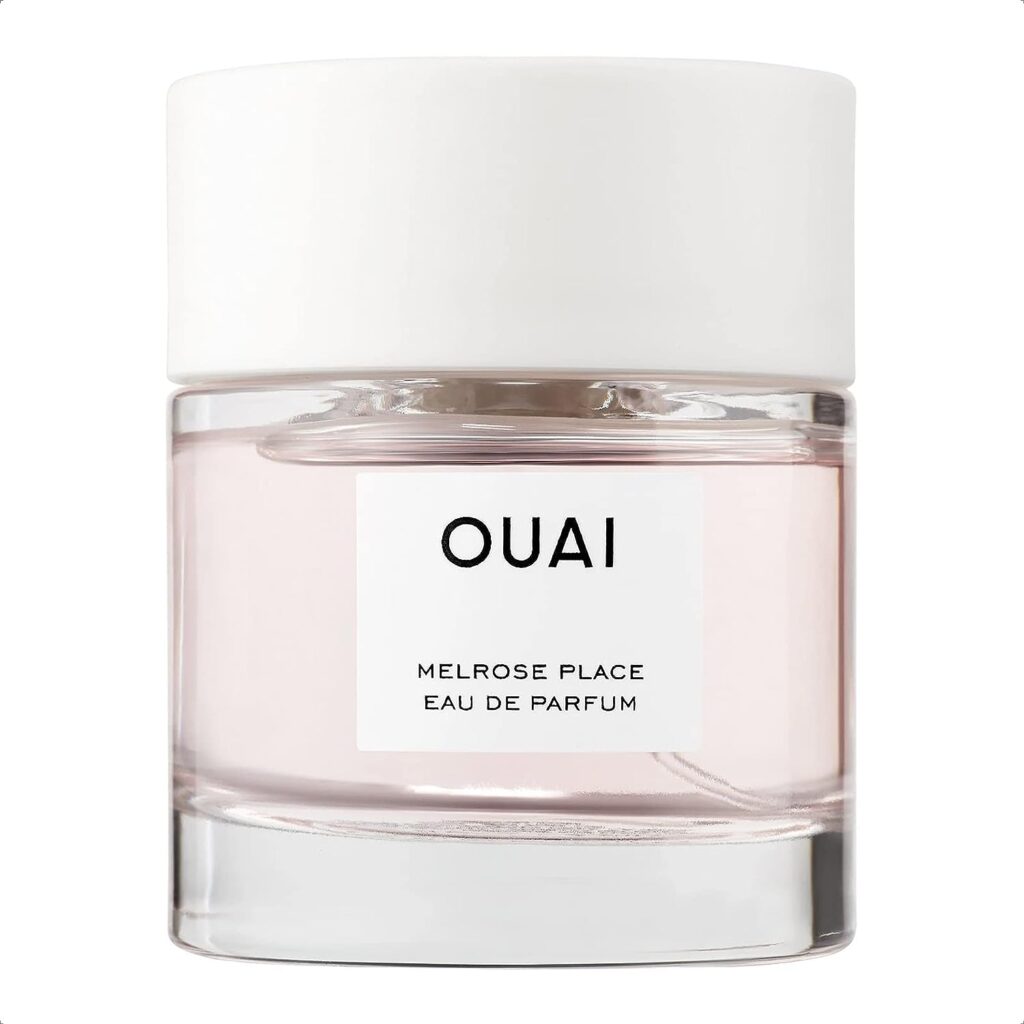 OUAI Melrose Place Eau de Parfum. An Elegant Perfume Perfect for Everyday Wear. The Fresh Floral Scent has Notes of Champagne, Bergamot and Rose, and Delicate Hints of Cedawrood and Lychee (1.7 oz)