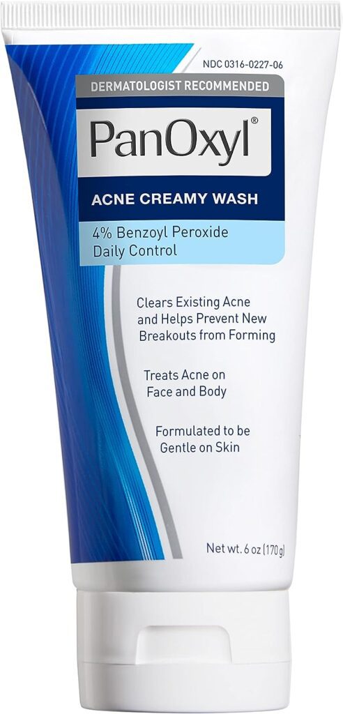 PanOxyl Antimicrobial Acne Creamy Wash, 4% Benzoyl Peroxide, 6 Ounce