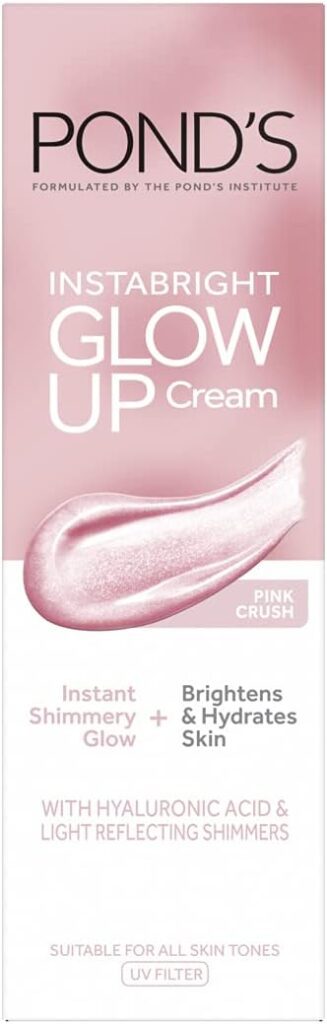 Ponds Face Cream Moisturizing Cream InstaBright Illuminating Pink Crush, for Bright Glowing Skin, 20g
