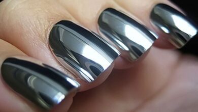 Metallic silver nails