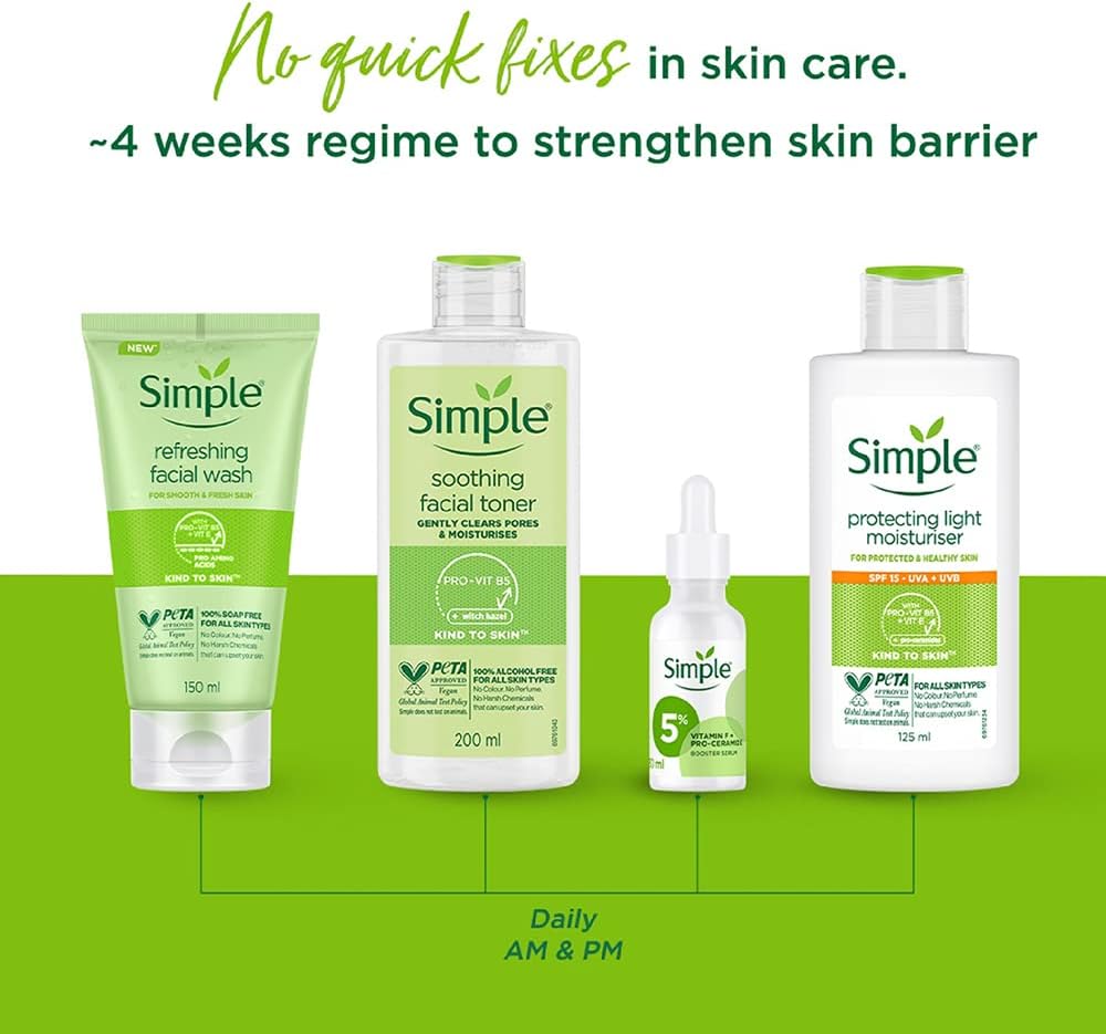 Simple Protecting Daily Face Cream Moisturiser, Spf 15, Vegan, No Perfume And Alcohol, All Skin Types, 125Ml Pack May Vary