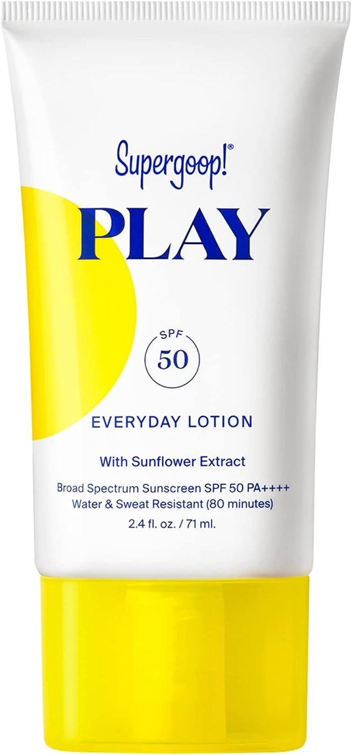 Supergoop! PLAY Everyday Lotion, 2.4 oz - SPF 50 PA++++ Reef-Safe, Broad Spectrum, Body Face Sunscreen for Sensitive Skin - Water Sweat Resistant - Clean Ingredients - Great for Active Days