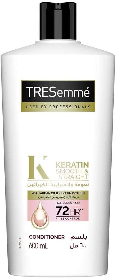 TRESEmmé Keratin Smooth Conditioner with Argan Oil for Dry and Frizzy Hair, 600ml
