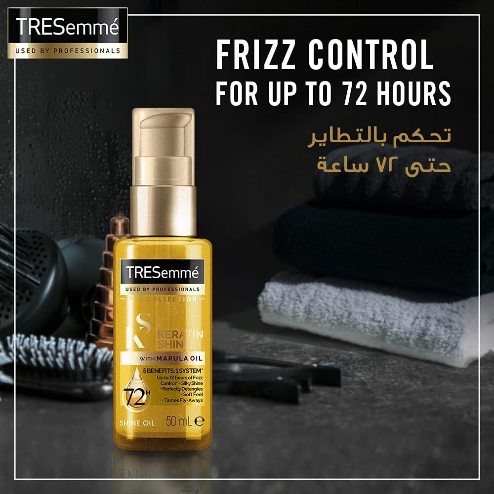 Tresemmé Keratin Smooth Hair Oil, 5 Smoothing Benefits In 1 System, With Marula Oil For Soft And Smooth Hair, 50ml