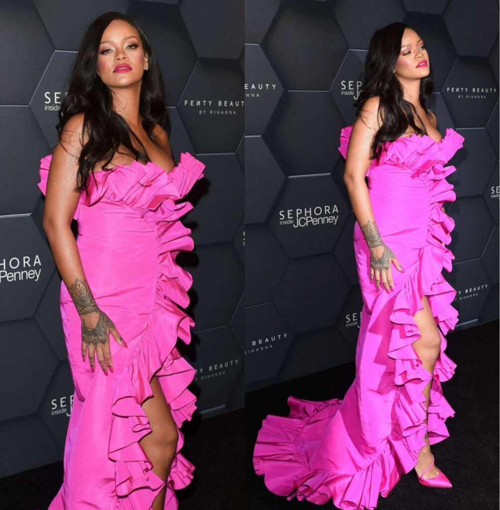 Rihanna hot pink ruffle